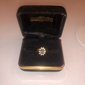 Blue and Gold Floral Ring